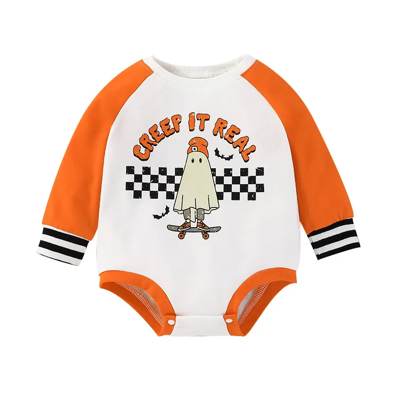 Kids Baby Boys Girls Casual Cute Party Halloween Round Neck Long Sleeve Romper