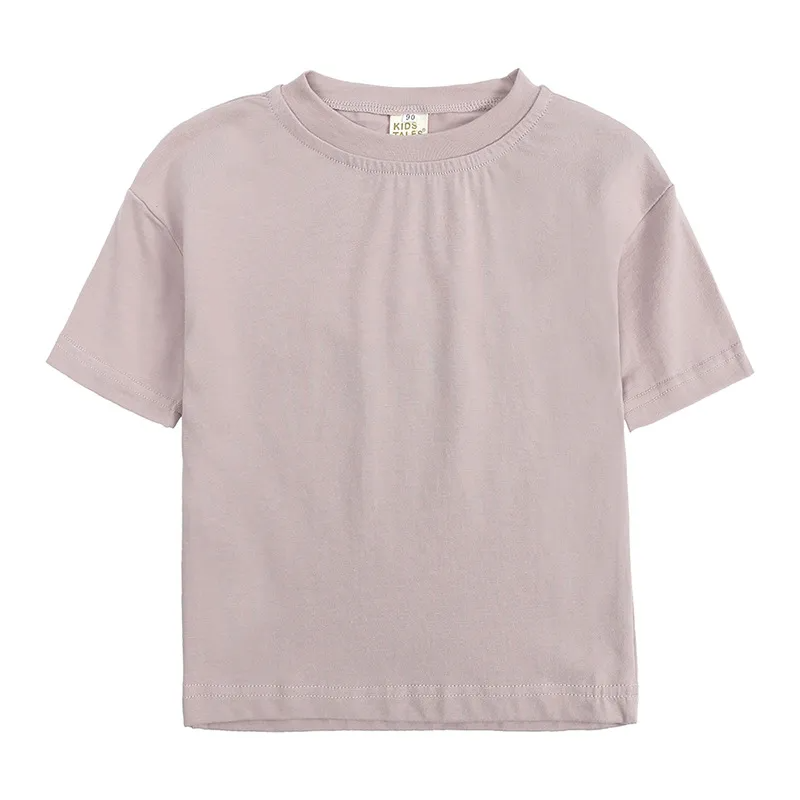 Children Kids Toddlers Fashion Girls Boy Short Sleeve Solid Color T-Shirt