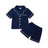 oddlers Newborn Baby Boys Girls Solid Color Pit Strip Short-Sleeved Lapel Top And Shorts Pajamas Set