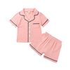 oddlers Newborn Baby Boys Girls Solid Color Pit Strip Short-Sleeved Lapel Top And Shorts Pajamas Set