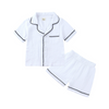 oddlers Newborn Baby Boys Girls Solid Color Pit Strip Short-Sleeved Lapel Top And Shorts Pajamas Set