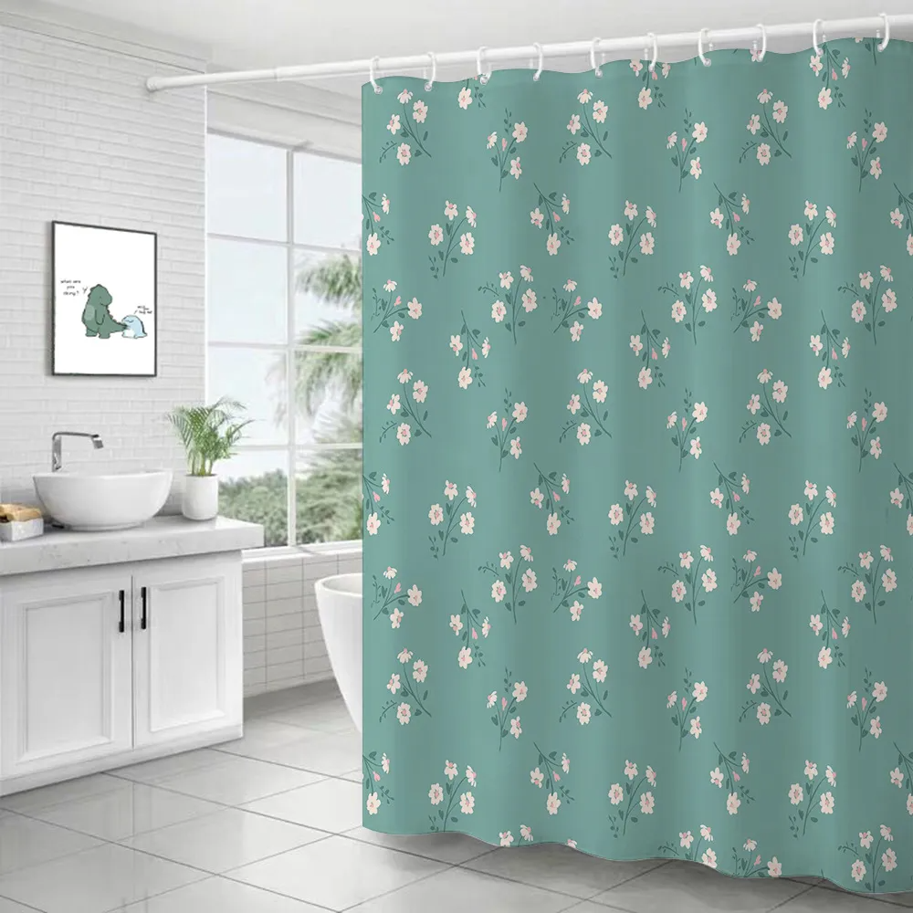 (Buy 1 Get 1) Tiny Flower Series 3D Digital Printing Home Polyester Cloth Shower Curtain