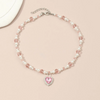 (Buy 1 Get 2) Children Kids Baby Fashion Girls Heart Rhinestones Bead Necklace