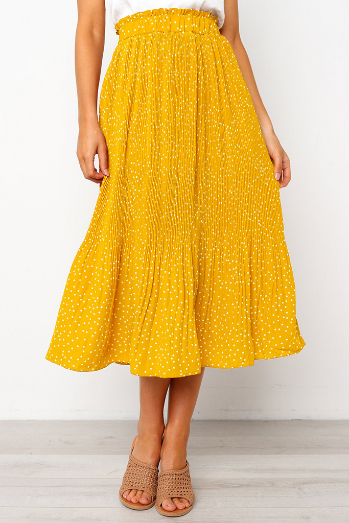 Women'S Fashion Polka Dot Print Pleated Skirt