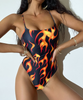 Graphic Fire Printing Sexy Women One-Piece Swimsuit