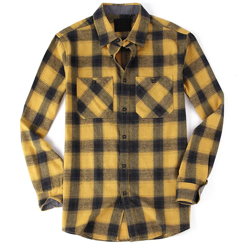 (Buy 1 Get 1) Men Autumn Winter Fashion Casual Versatile Flannel Plaid Long Sleeve Lapel Shirt