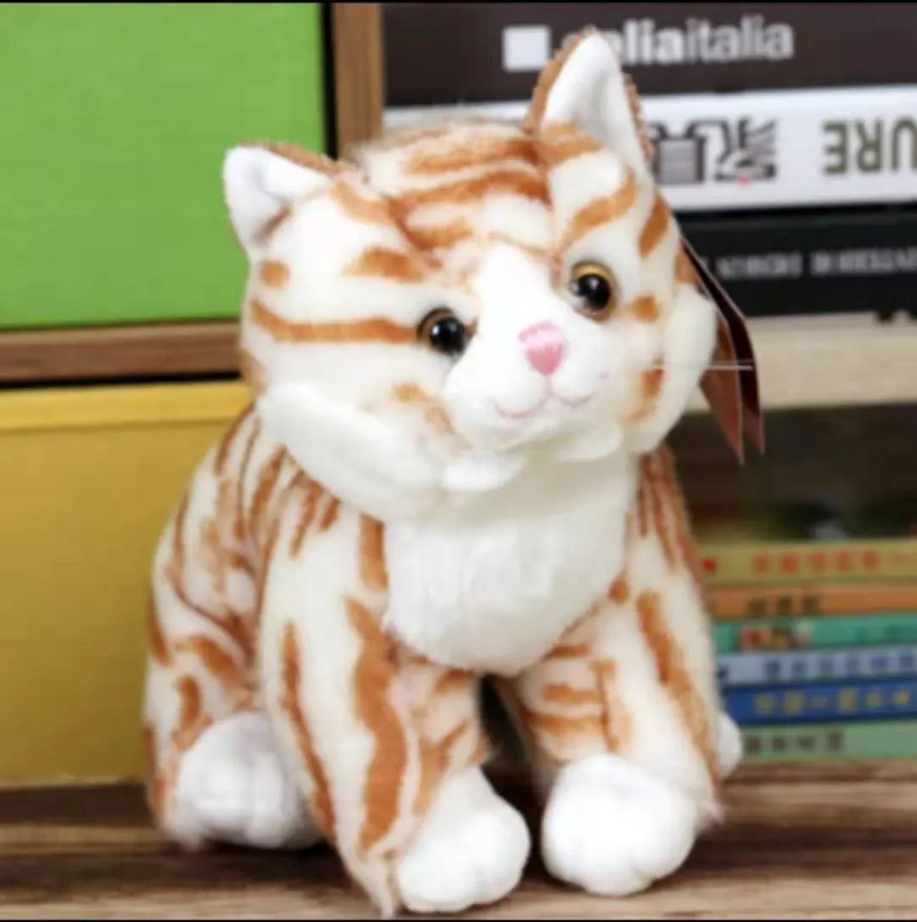 Kids Pure Color Cute Simulation Cat Plush Short Hair Doll