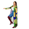 Women Fashion Contrast Color Plaid Print Long Sleeve Cardigan Coat