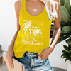 2 Pieces Women Casual Summer Vacation Large Size Coconut Tree Printing Tank Top