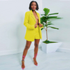 Women Fashion Elegant Solid Color Blazer And Shorts Office Chic Set