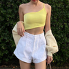 Solid Color Casual One Shoulder Strap Cropped Top