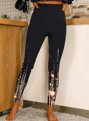 Women Fashion Casual Star Print High Waist Sports Slim Yoga Pants