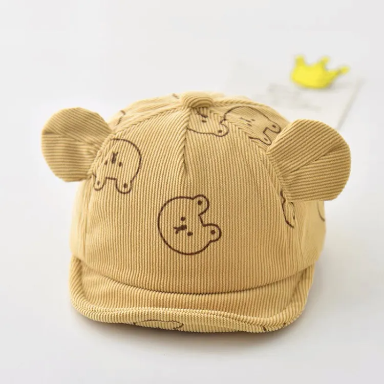 (Buy 1 Get 1) Kids Casual Cute Bear Stripe Peaked Cap