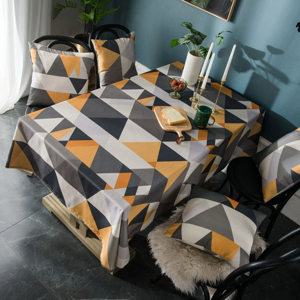 Rectangular Waterproof Nordic Geometric Pattern Dining Table Cloth