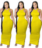 Women Fashion Sexy Basic Solid Color Sleeveless Tight Maxi Dress