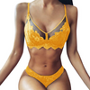 Women Lace Lingerie Solid Color Lace Mesh Patchwork Bra Panties Set