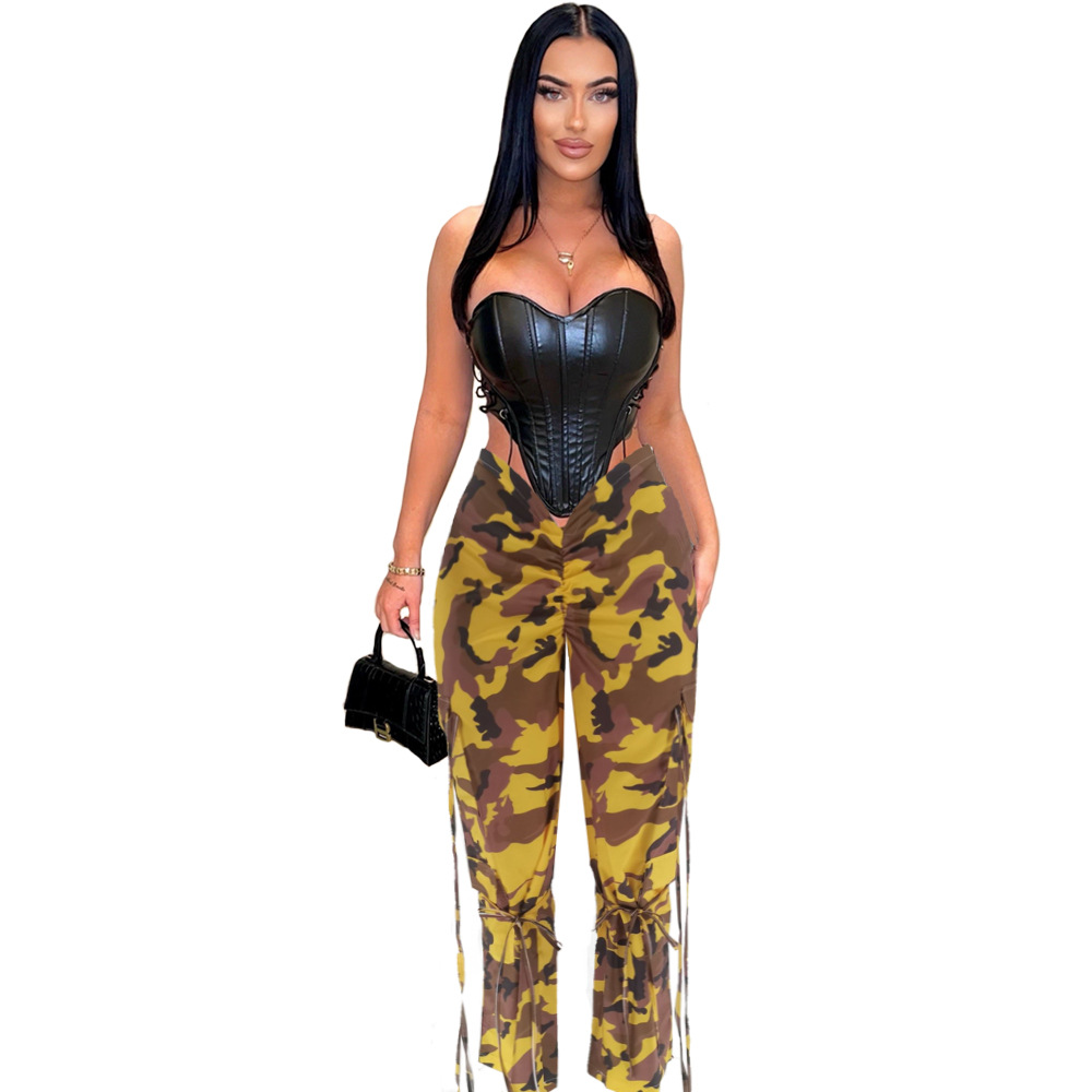 Women Fashion Casual Camouflage Print Trendy Pants