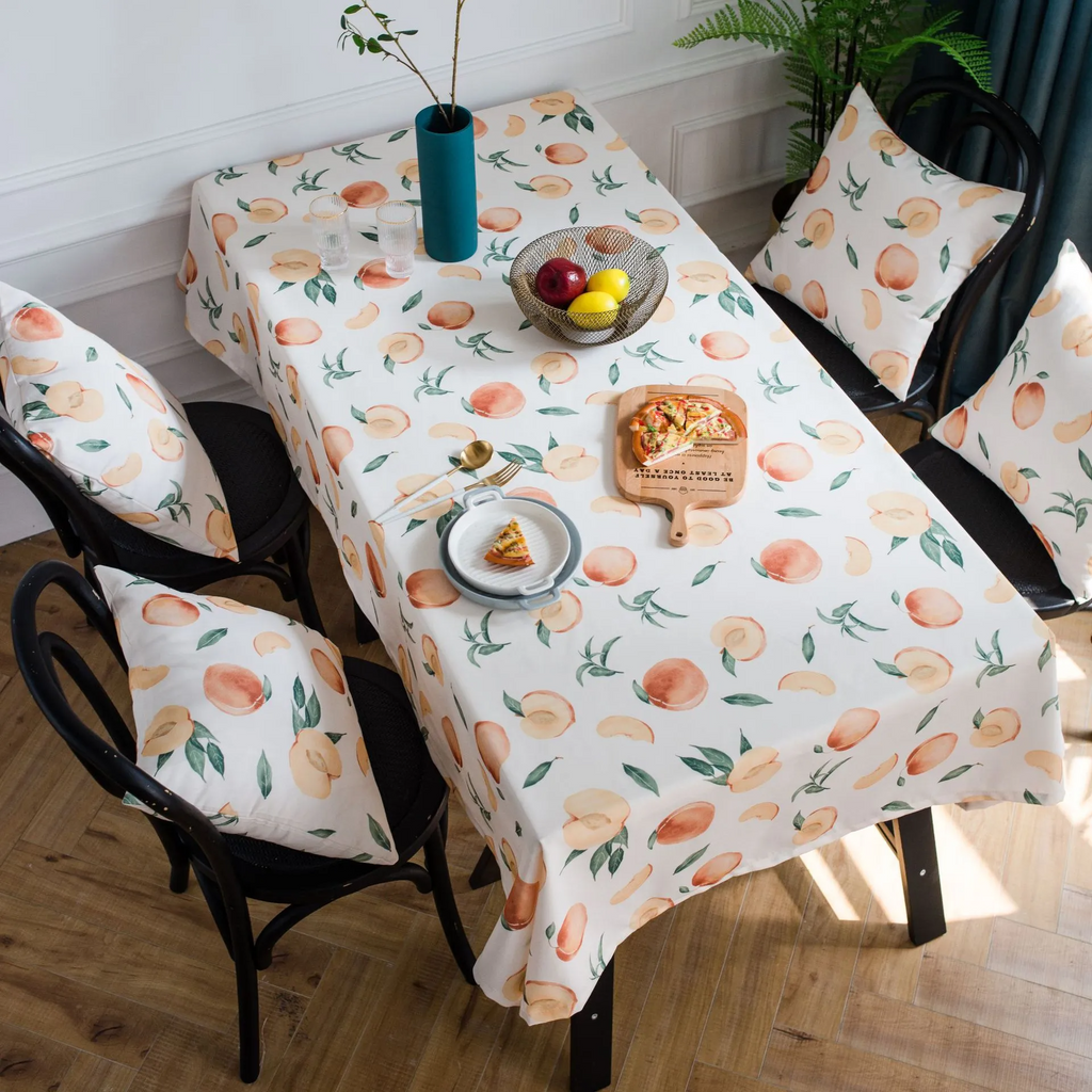 Rectangle Peach Printed Waterproof Tablecloth