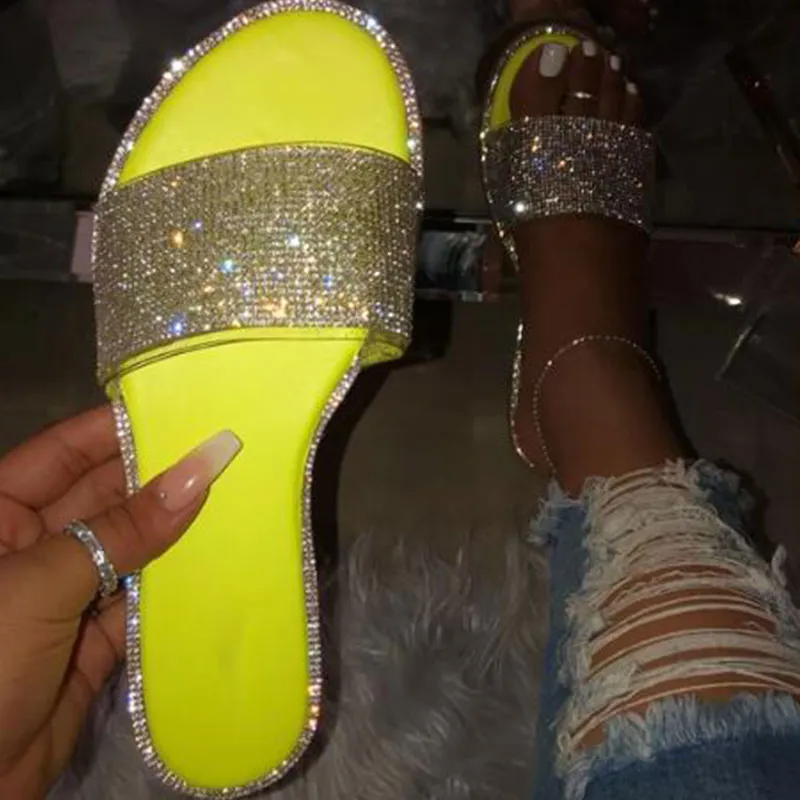 Women Fashion Rhinestone Slippers Shoes