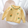 Kids Toddler Girls Fashion Sweet Floral Knit Cardigan Sweater Sunflower Sweater Jacket