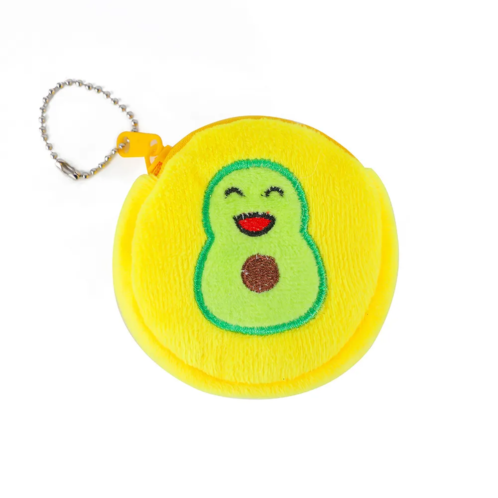 (Buy 1 Get 2) Cartoon Embroidered Avocado Coin Purse Plush Headphone Bag