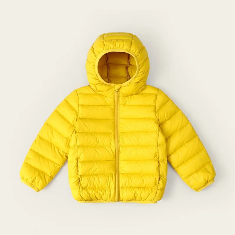 Kids Simple Solid Color Long Sleeve Hooded Warm Down Jacket