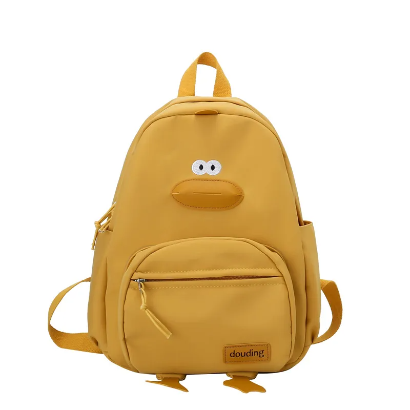 Kids Girls Boys Fashion Casual Cute Color Matching Letters Cartoon Little Duck Canvas Backpacks Bag