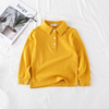 Kids Casual Solid Color Lapel Long Sleeve Loose Polo Shirts