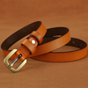 (Buy 1 Get 1) Women Fashion Casual Retro Solid Color Square Pin Buckle Genuine Leather Thin Belt