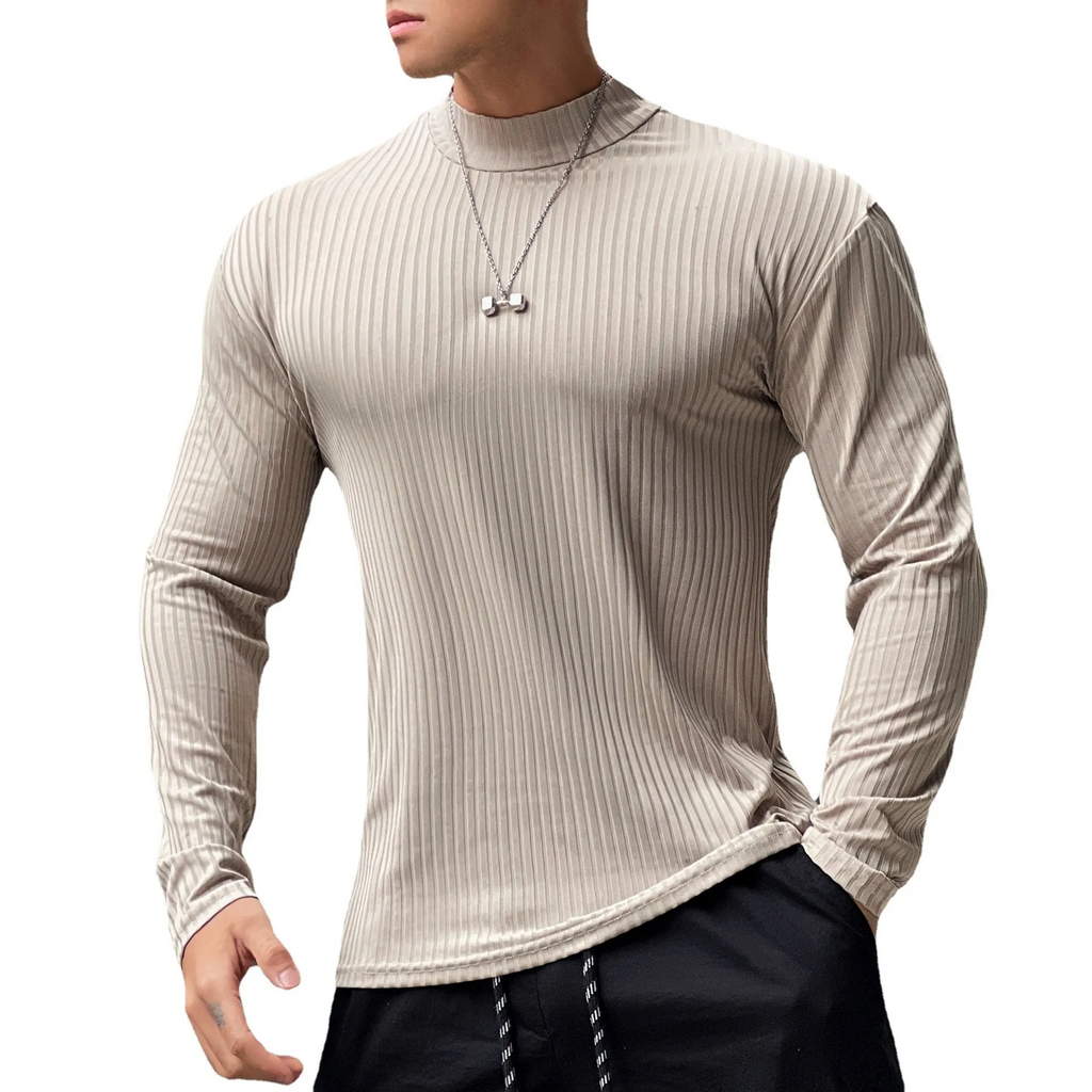 Men Casual Stripe Long-Sleeved Quick-Drying Sports Tight Top