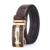 Men Business Cowhide Crocodile Metal Buckle Belt