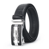 Men Business Cowhide Crocodile Metal Buckle Belt