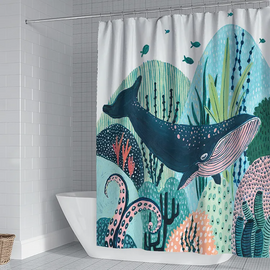 (Buy 1 Get 1) Nordic Illustration Series Home Toilet Partition Shower Curtain