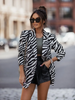 Women Fashion Bee Zebra Print Blazer Coat