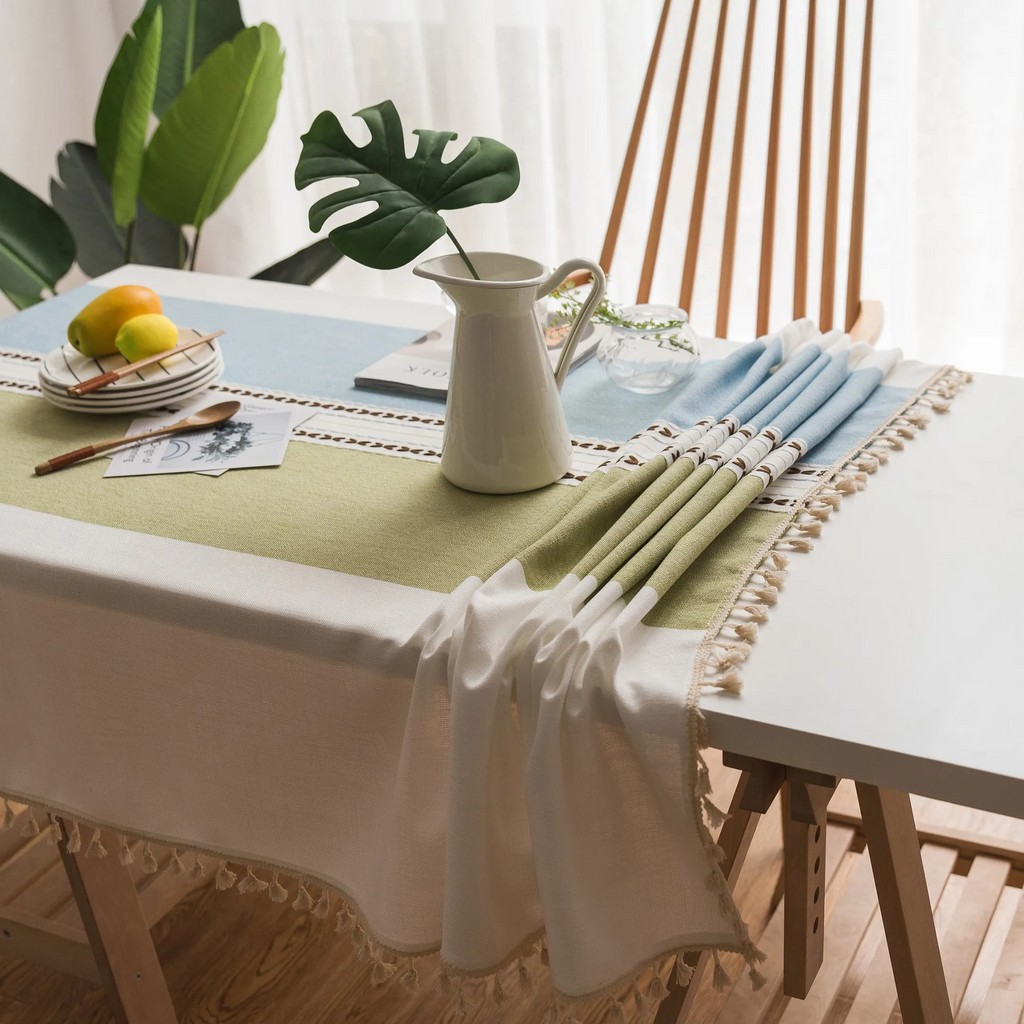 Waterproof Rectangle Strip Pattern Tablecloth