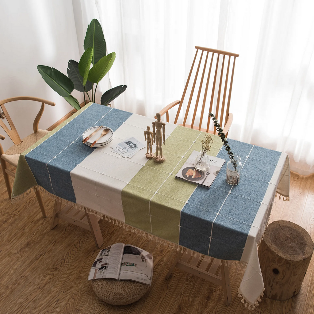 Waterproof Rectangle Strip Pattern Tablecloth