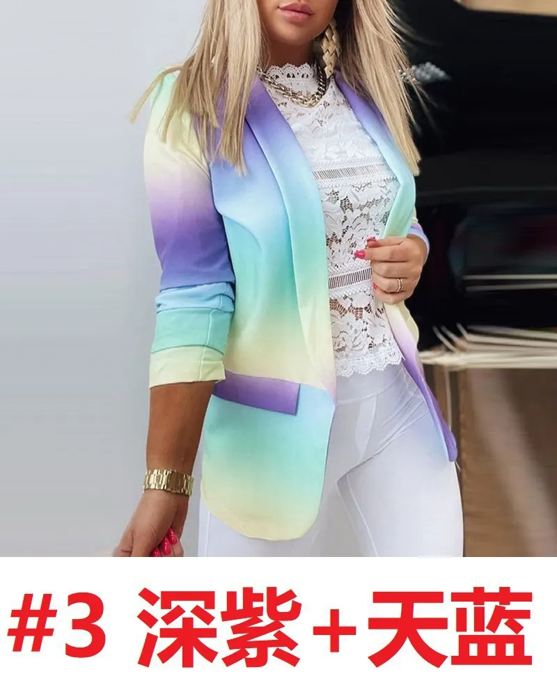 Women Fashion Long Sleeve Tie-Dye Printed Blazers