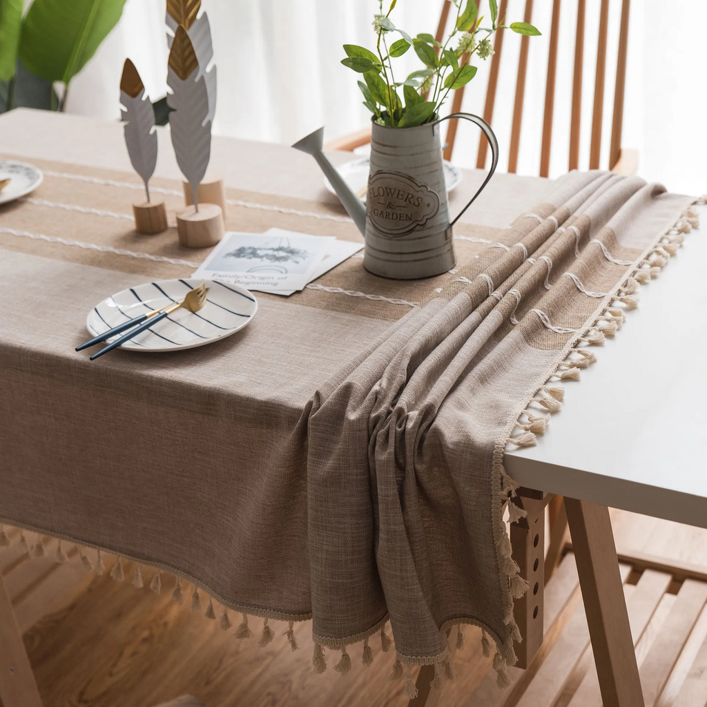 Waterproof Rectangle Strip Pattern Tablecloth