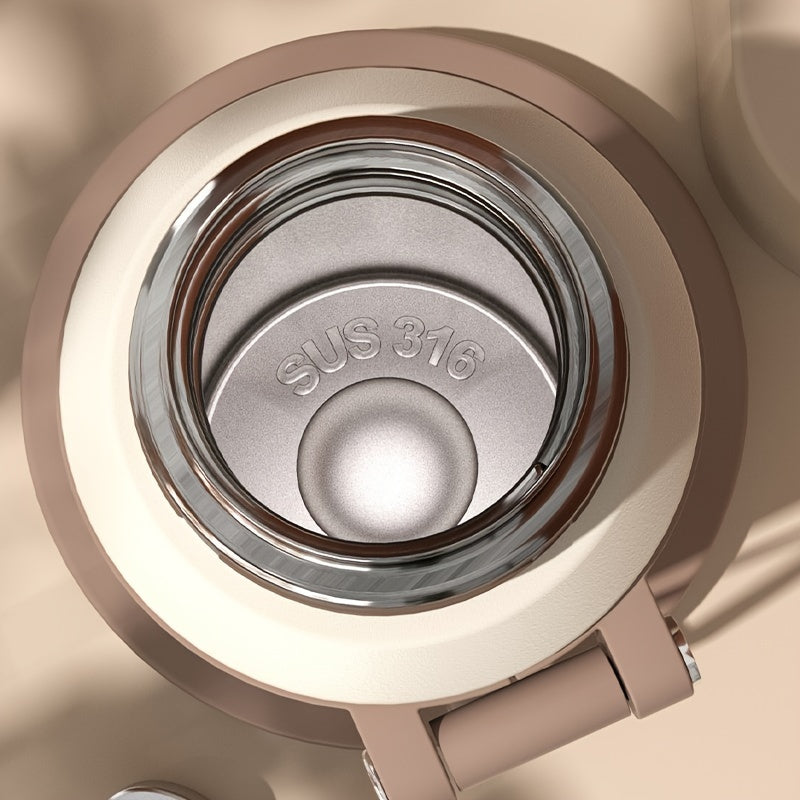 Stainless Steel Water Bottle with Rope Handle, Insulated Dual-Purpose Lid/Drinking Cup, Portable Vacuum Flask for Camping, Cycling, Car, Office - Suitable for Hot & Cold Beverages, FS