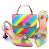 Women Fashion Pointed Toe Rhinestone High Heel Sandals With Evening Bag Set