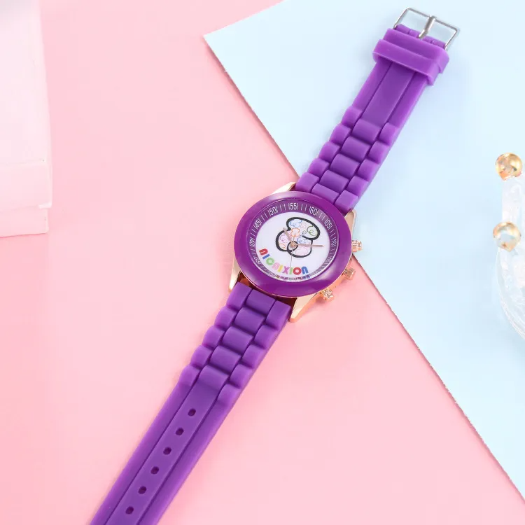 Kids Cute Silicone Band Candy Color Colorful Cartoon Bear Watch