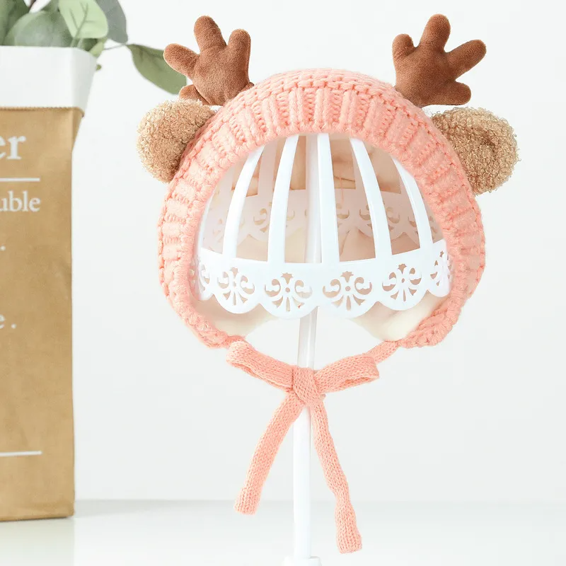 Baby Autumn And Winter Woolen Thickened Christmas Deer Knitted Hat