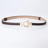 Women Fashion Simple Alloy Round Buckle Pu Belt