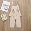 Girls Solid Color Stringy Selvedge Design Romper