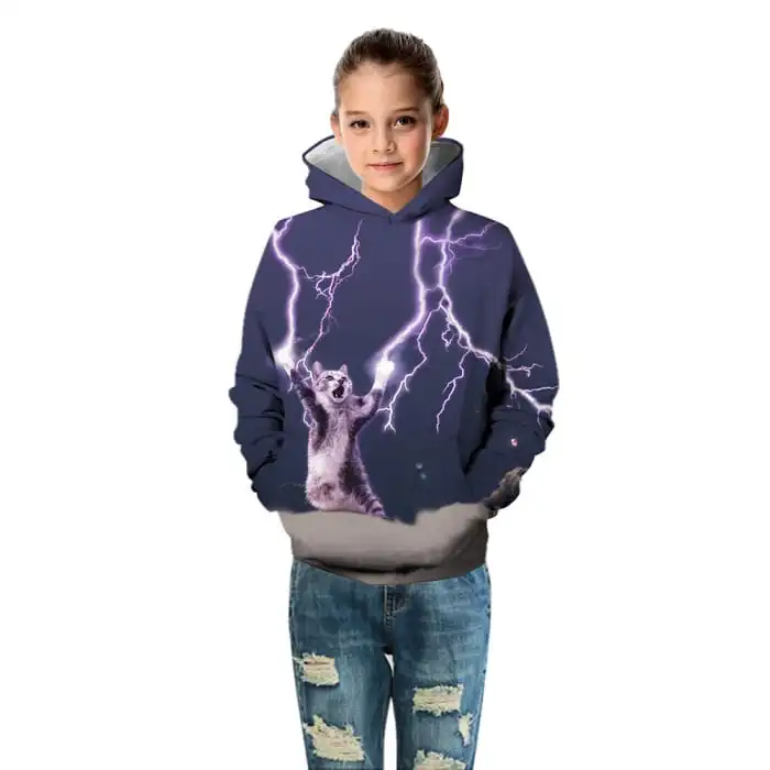 Kids Big Pattern Printed Hooded Sweatshirt