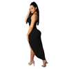 Asymmetric One-Shoulder Cropped Top Sexy Side-Slit Skirt Women Solid Color Two-Piece Set