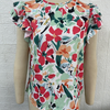 Fashion Women Summer Vacation Floral Print Double Layer Ruffled Short-Sleeved Blouse