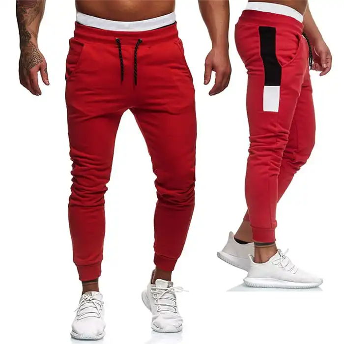 Men Fashion Color Blocking Drawstring Waist Sweatpants