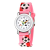 Kids 3d Floating Sculpture Tape Football Pattern Stripe Strap Quartz Watch