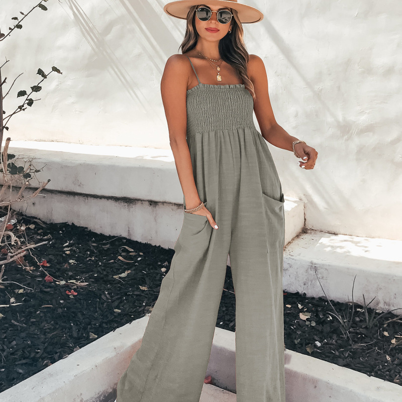 Women Sling Loose Casual Wide Leg Jumpsuit-1